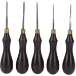 Outil de marquage pour cuir, lame en acier, manche en bois noir d'�b�ne (0, 7 mm) - eosnow