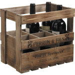 Outils et nature - caisse 6 bouteilles en bois vieilli