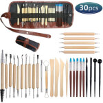 Outils de poterie, 30 pi�ces outils de poterie en argile en bois et en acier inoxydable, outils de sculpture, ...