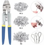 Outil de sertissage de câble d'acier jusqu'à 2, 2 mm avec manchon double en aluminium de 150 pièces et ... Outil de sertissage de câble d'acier jusqu'à 2, 2 mm avec manchon double en aluminium de 150 pièces et ...