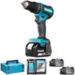 Outillage - perceuse - visseuse � percussion sans fil 18v, 3 batteries 3. 0 ah, chargeur dhp485rf3j - ...