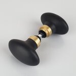 Ouvre&d�co - 2 boutons de porte int�rieure olives porcelaine noir embase dor� poli, carr� 6 et 7mm