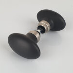 Ouvre&deco ? boutons de porte int�rieure olives en porcelaine noire ? finition nickel mat ? carr� 6 / ...