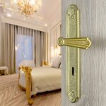 Ouvre&d�co - 2 poign�es de porte regence entr�e de cl�, laiton poli entraxe 195 mm