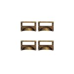 4 poignées de meuble laiton rouillé 80x50mm, coquille porte étiquette 4 poignées de meuble laiton rouillé 80x50mm, coquille porte étiquette