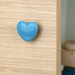 Ouvre&d�co - bouton de meuble c?ur bleu, porcelaine 38x44 mm