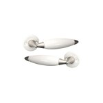 Ouvre&deco ? poign�es de porte athena sans trou ? porcelaine blanche et zamak nickel mat ? design r�versible ...