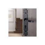 Ouvre&deco ? poign�e de porte d'entr�e lorraine ? 2 pi�ces ? cylindre avec b�quille double ? fer noir ...