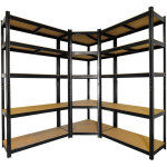 Oxeo - 3 �tag�res sp�cial angle garage noire - set �tag�res de coin charges lourdes - 875 kg - montage ...