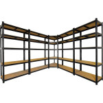 Oxeo - 5 �tag�res sp�cial angle grand garage noire - �tag�res de coin charges lourdes - 875 kg - montage ...