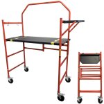 Oxeo - echafaudage roulant - pliable sur roulettes - hauteur de travail 85cm - acier - 226kg