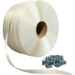 Pack 1 feuillard de cerclage fil  fil pff1 16 mm x 850 m + 250 boucles - feuillard textile haute rsistance ...