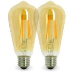 Pack de de 2 ampoules led e27 7w st64 2200k , xu, type edison temp�rature de couleur: blanc chaud 2200k ...