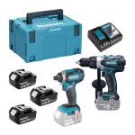 Makita - pack de 2 machines 18v perceuse ddf458 + visseuse � chocs dtd152 avec 3 batteries 18v 5. 0ah ...
