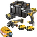 Dewalt - pack 2 outils 18v xr (dcd791 + dcg405) + 2 batteries 5ah + chargeur + coffret t - stak dck2020p2t ...