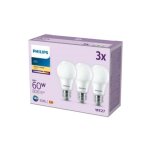 Pack de 3 ampoules led e27, 60w, blanc chaud - philips Pack de 3 ampoules led e27, 60w, blanc chaud - philips