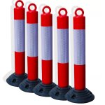 Pack 5 bornes de protection flexibles et amovibles anti - stationnement plastique - ?illet et bande r�fl�chiss ...