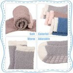 Pack de 6 paires de chaussons et chaussettes en peluche pour femmes et filles, doux et chauds pour l'hiver, ...