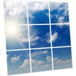 Pack de 9 dalles led imprim�es 60x60 cm - motif ciel tr�s nuageux - lumi�re blanc neutre 4000k - panneaux ...