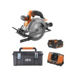 Aeg - pack 18v - scie circulaire subcompact brushless 165 mm - batterie 4. 0 ah - chargeur - caisse de ...
