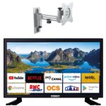 Pack antarion tv led 21. 5  54cm full hd android 11. 0 smart tv camping car + support tv 180 charge ...