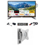 Pack antarion tv led 21. 5  54cm smart connect lecteur dvd int�gr� + support tv camping car