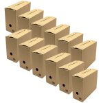 Lot de 12 botes d'archives en carton ondul robuste - organisation pratique - 33, 5 x 12 x 24 cm