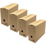 Lot de 4 botes d'archives en carton ondul robuste - 33, 5 x 12 x 24 cm - organisation pratique - pack ...
