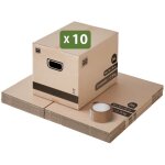 Pack and move - lot 10 cartons d�m�nagement stockage livres - 40 x 30 x 30 cm - poign�es renforc�es - ...