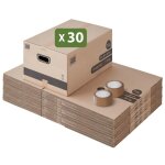 Pack and move - lot 30 cartons d�m�nagement stockage m - 60 x 40 x 30 cm - poign�es renforc�es - 2 adh�sifs ...