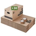 Pack and move - lot 30 cartons d�m�nagement stockage standard - 60 x 30 x 30 cm - poign�es renforc�es ...