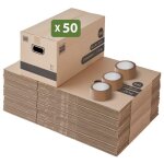 Pack and move - lot 50 cartons d�m�nagement stockage standard - 60 x 30 x 30 cm - poign�es renforc�es ...