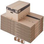 Lot 60 cartons d�m�nagement l larges - 40 x 60 x 40 cm - poign�es renforc�es - 3 adh�sifs offerts