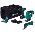Vonroc - pack outils sans fil plate - forme 20v - perceuse - visseuse, scie sauteuse, outil multifonction, ...