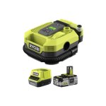 Pack ryobi 18v gonfleur compresseur - 11 bars - 1 batterie 4, 0ah - 1 chargeur rapide