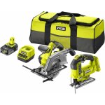 Ryobi - pack 2 outils: scie circulaire 18 v one + (r18cs - 0) - scie sauteuse pendulaire 18 v one + (r18js ...