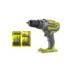 Pack ryobi - perceuse � percussion r18pd3 - 0 - 18v one + sans batterie ni chargeur - coffret 32 accessoires ...