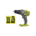Pack ryobi perceuse � percussion r18pd3 - 0 - 18v one + sans batterie ni chargeur - coffret 38 accessoires ...