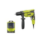 Pack ryobi perceuse  percussion rpd500 - gc - 500w - coffret rak46mix 46 accessoires mixtes