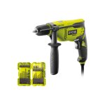Pack ryobi - perceuse � percussion rpd680k - 680w - coffret empilable de 32 accessoires rak32ddmix mixte ...