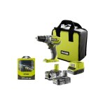 Pack ryobi perceuse - visseuse r18dd3 - 2415bs - 18v one + - 2 batteries 4, 0 ah - 1, 5ah - chargeur ...