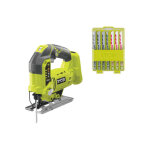 Ryobi - pack scie sauteuse pendulaire r18js - 0 - 18 v one + - sans batterie ni chargeur - coffret 10 ...