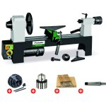 Holzstar - pack tour  bois 200x305mm + mandrin 4 mors 100 mm + jeu 8 burins + mandrin  couronne + arbre ...