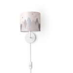 Paco home lampe table chambre denfant applique rue pompiers abat - jour tissu rond lampe murale - blanc, ...
