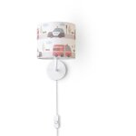 Lampe table chambre d'enfant applique rue pompiers abat - jour tissu rond lampe murale - blanc, design ...