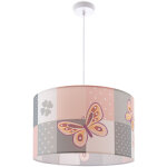 Paco home - plafonnier suspension chambre enfant abat - jour tissu rond color� b�b� e27 lampe � suspension ...