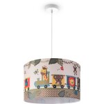 Paco home - suspension chambre enfant plafonnier abat - jour tissu rond jungle lampe à suspension - blanc, ... Paco home - suspension chambre enfant plafonnier abat - jour tissu rond jungle lampe à suspension - blanc, ...
