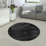 Paco home - tapis poils longs salon fausse fourrure imitation fourrure de lapin tr�s douce noir 120 cm ...