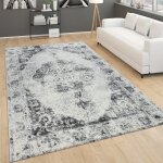 Paco home - tapis vintage pour salon, poils ras design oriental, chin� gris 60x100 cm