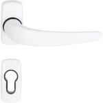 Paire de poignes de porte sur rosaces klose besser   stellus   + 2 rosaces trous cylindres - blanches ...